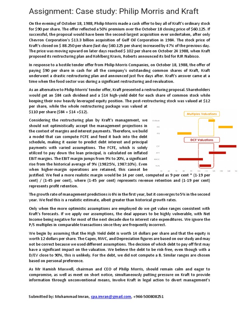Philip Morris-Kraft Merger Analysis | PDF | Interest | Stocks