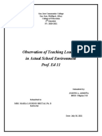 Observation of Teaching Learning in Actual School Environment Prof. Ed 11