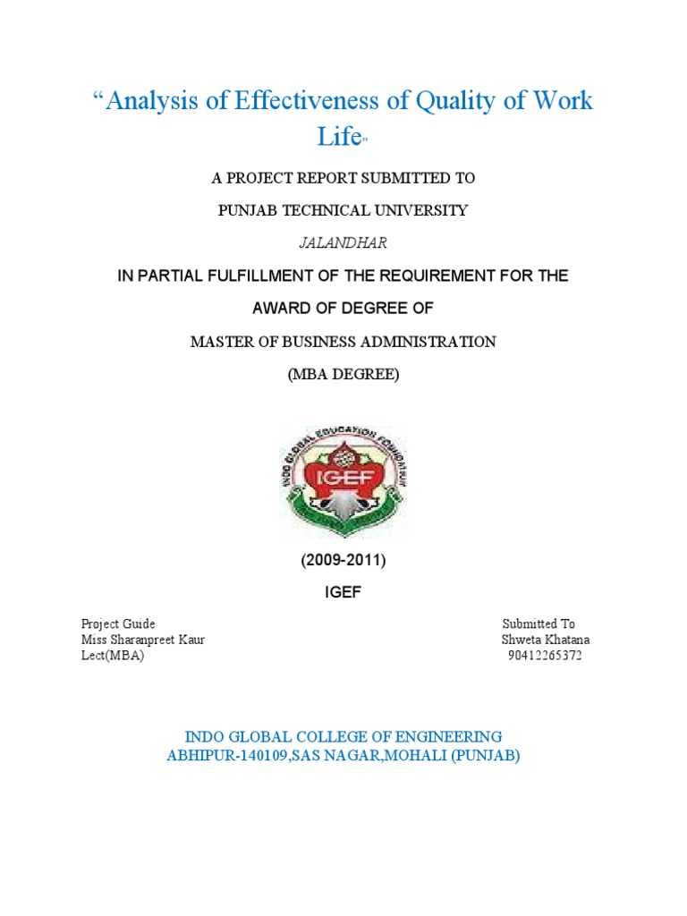 Analysis of Effectiveness of Quality of Work Life | PDF | Economies ...