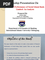 Internship Presentation On: Financial Performance of Social Islami Bank Limited: An Analysis