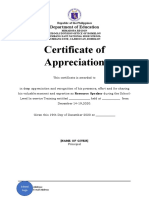 Certificate of Appreciation INSET Speaker