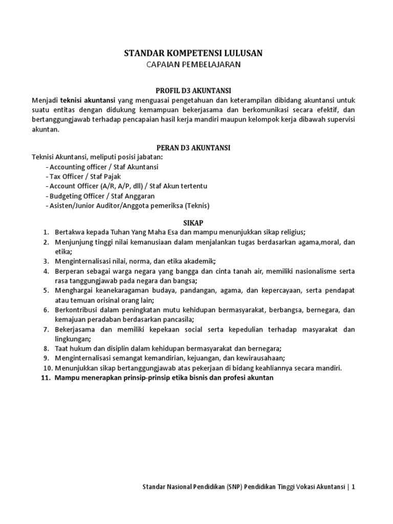 Kompetensi Lulusan D3 Akuntansi Pdf