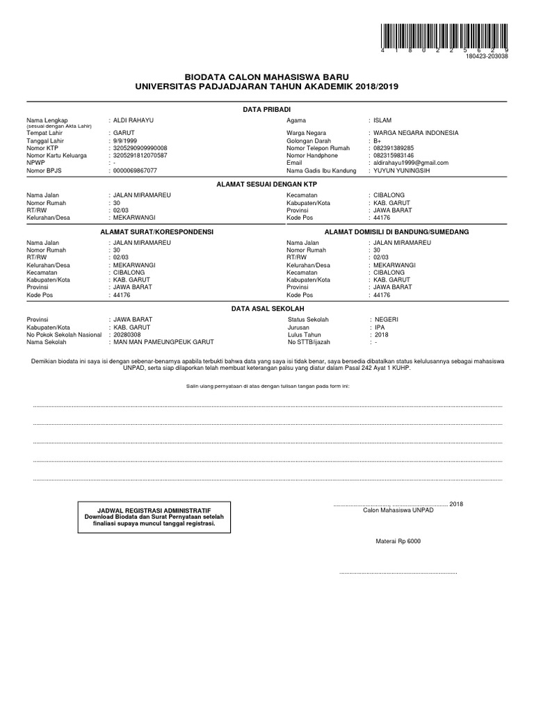 Biodata | PDF