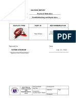 Salvage Report: Practical Work Area: Troubleshooting and Repair Area