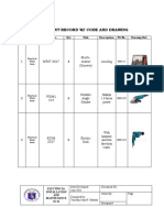 Equipment record template with code, drawing and PO refs