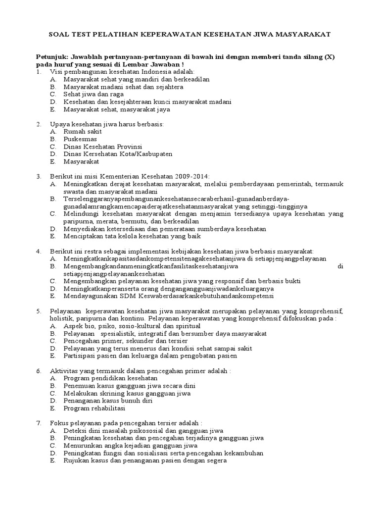 Soal Pre Pos Test Lembar Jawaban Pdf