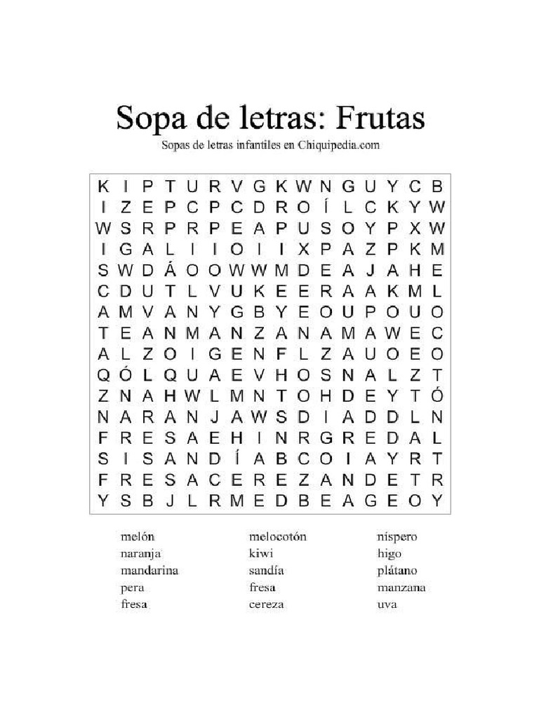 Sopa Letras Frutas | PDF