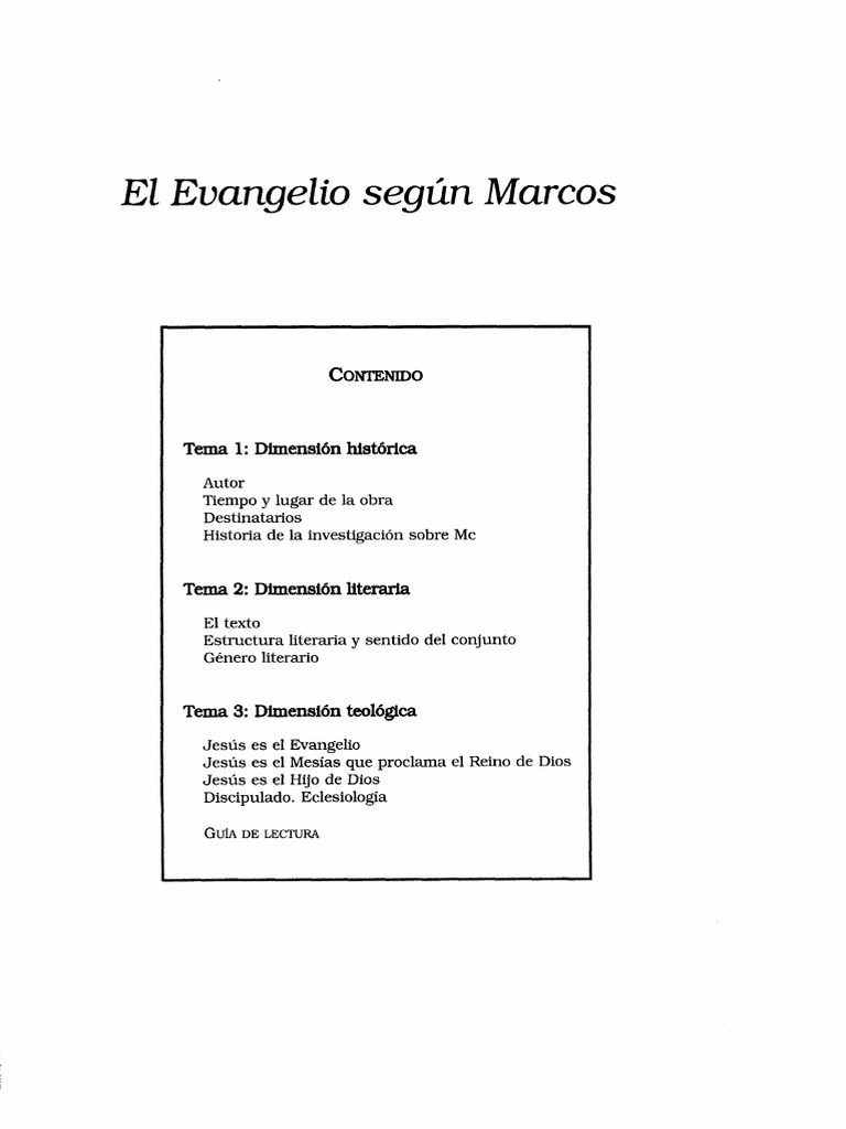 06 El Evangelio Segun San Marcos | PDF | Evangelio de Marcos | La ...