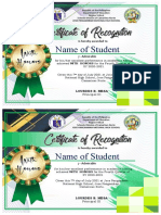 Name of Student: Is Hereby Awarded To