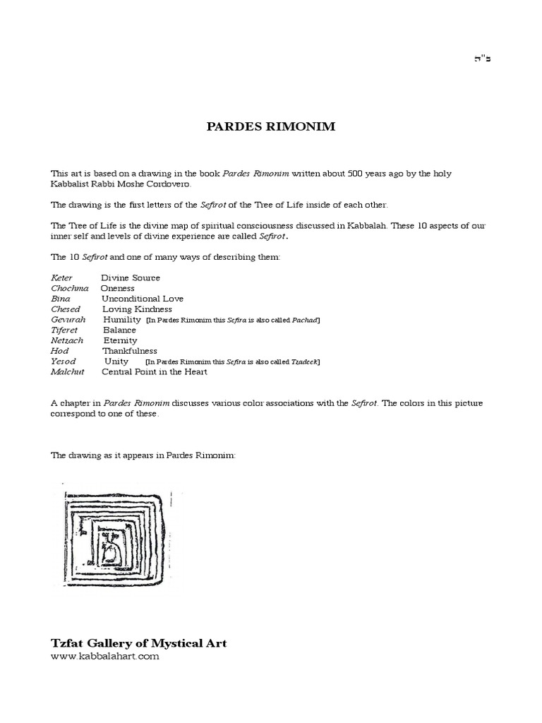 Pardes Rimonim: The 10 Seﬁrot Explained | PDF | Kabbalah | Jewish Mysticism