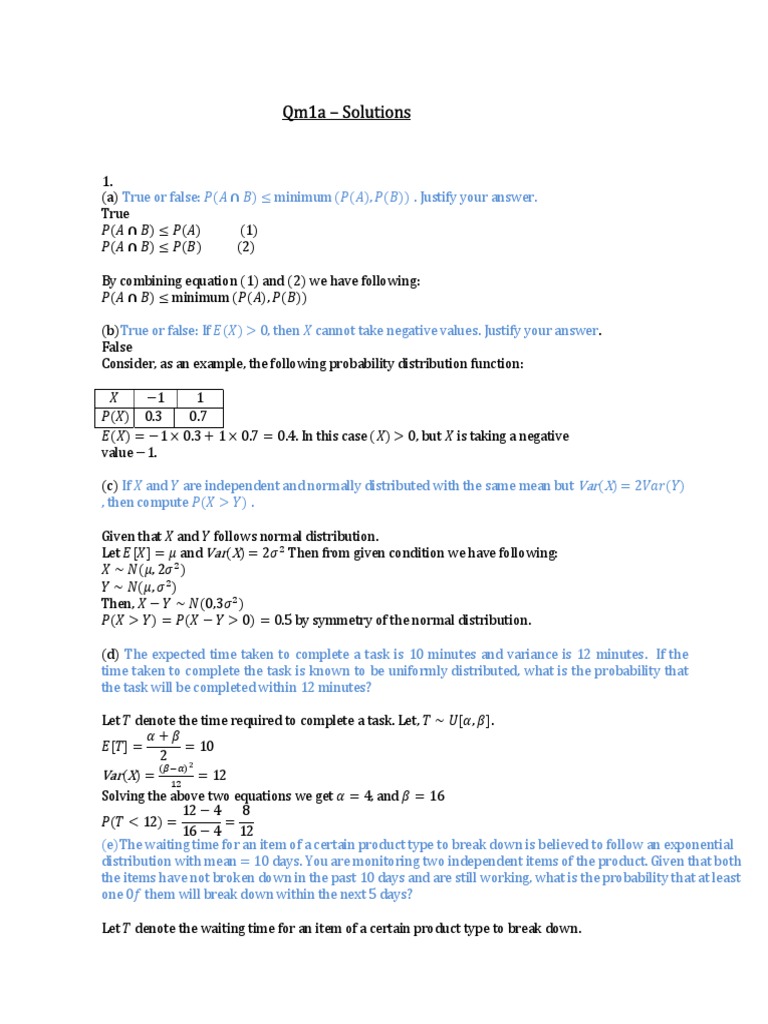 1 Solutions PDF Standard Deviation Exponential Function
