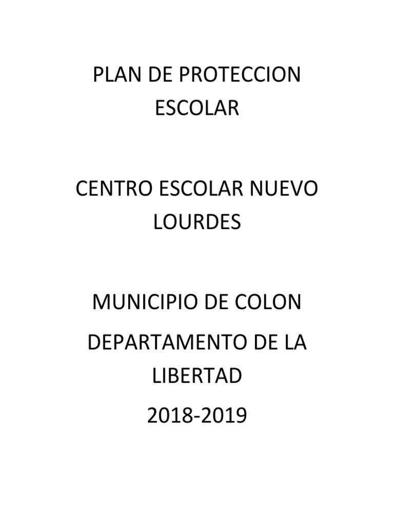 Plan de Proteccion Escolar | PDF | Temblores | Defensa Civil