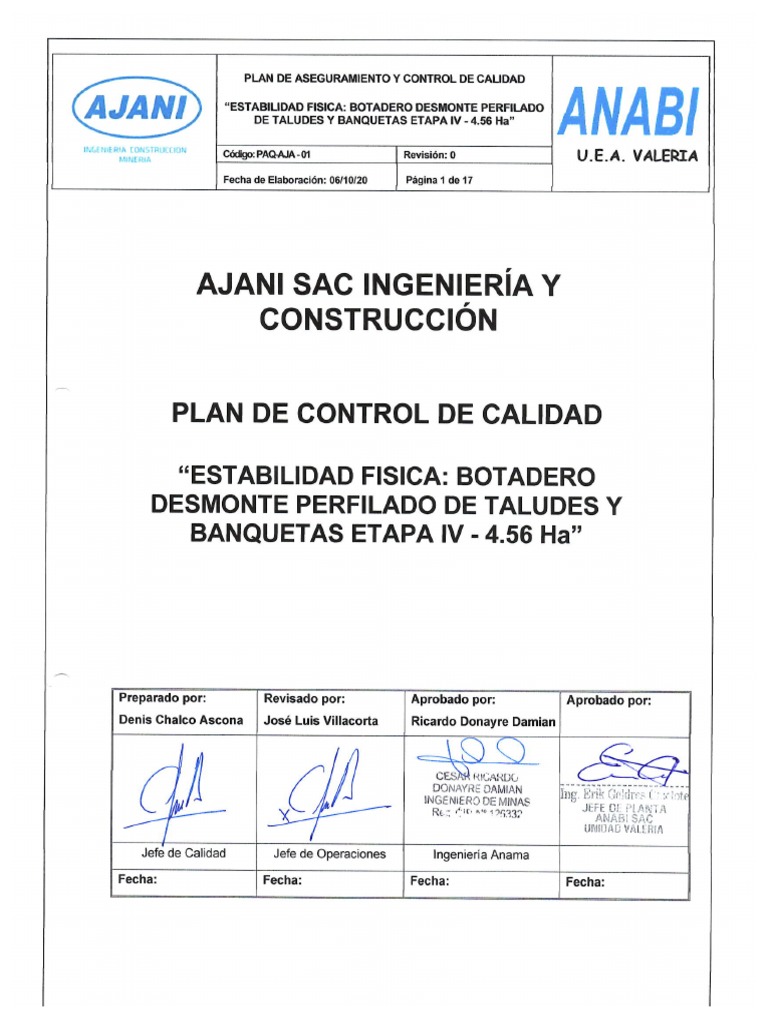 Plan de Aseguramiento de Calidad | PDF | Gestión de la calidad ...