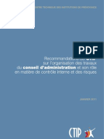 Recommandations du CTIP sur l’organisation des travaux du conseil d’administration et son rôle en matière de contrôle interne et des risques