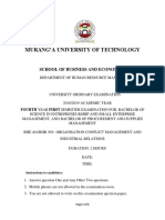 BHE 401 & BHR 305 Organisation Conflict Management and Industrial Relations