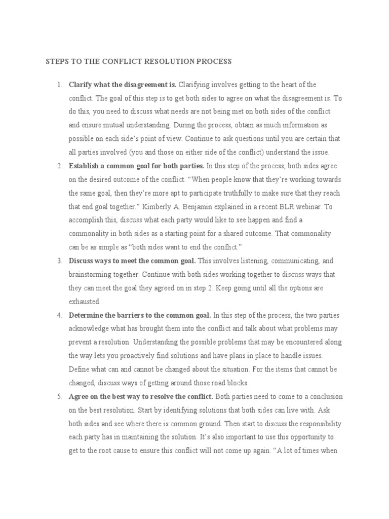 Conflict Resolution Guide | PDF | Conflict Resolution | Goal