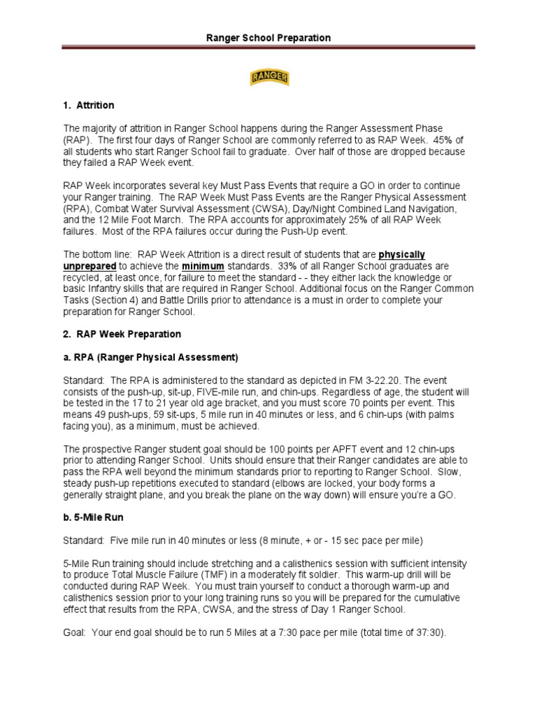 Ranger School Prep: Key Standards & Tips | PDF | Physical Exercise | Weight