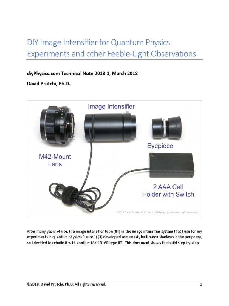 Diy Image Intensifier System Prutchi PDF Optics