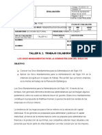 Taller N.2. LOS ONCE MANDAMIENTOS PARA LA ADMINISTRACIÓN DEL SIGLO XXI. ECONOMIA SECTORIAL