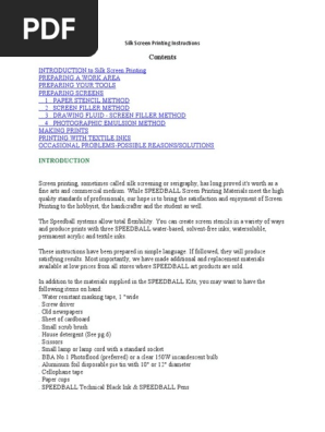 Silk Screen Printing Instructions