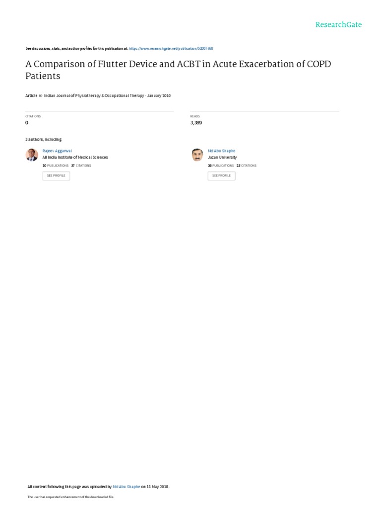Flutter vs ACBT in COPD Exacerbation | PDF | Chronic Obstructive ...