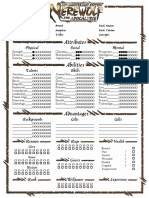 Werewolf RPG Character Sheet Attributes Abilities Advantages Combat