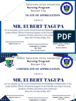 Mr. Eubert Tagupa: Certificate of Appreciation