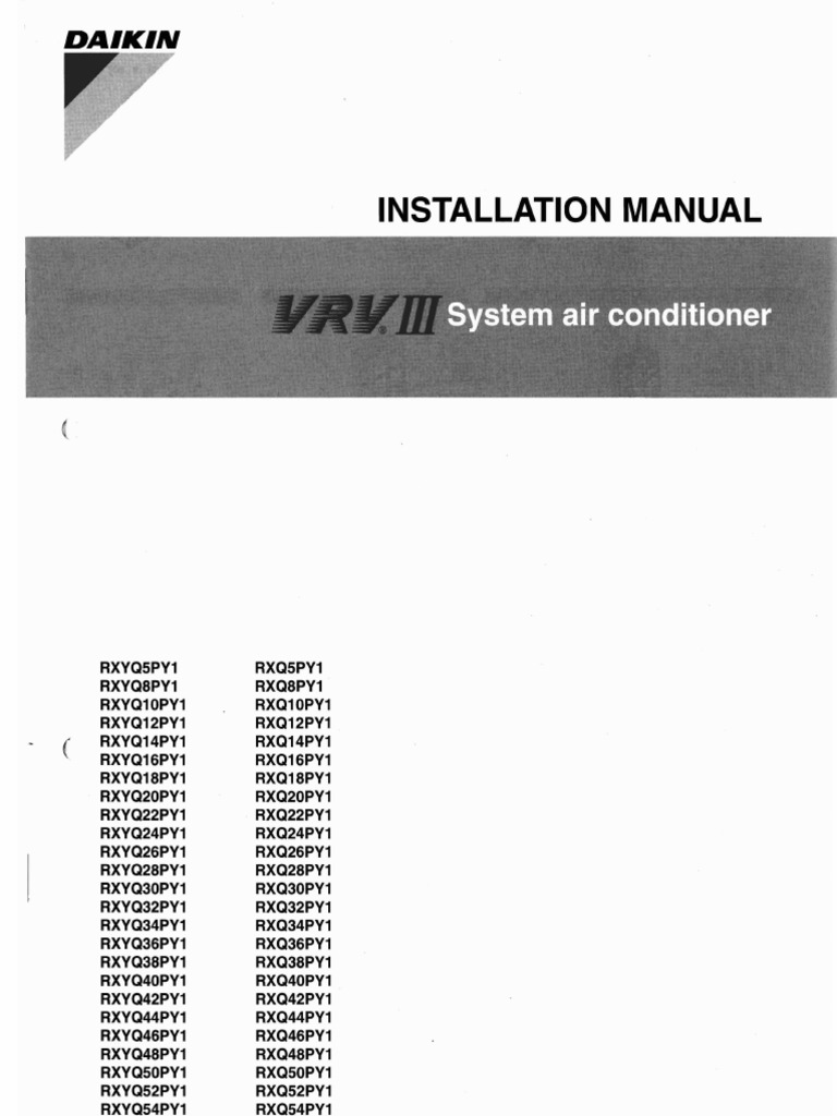 Daikin VRV III Installation Manual PDF Electrical Wiring Pipe