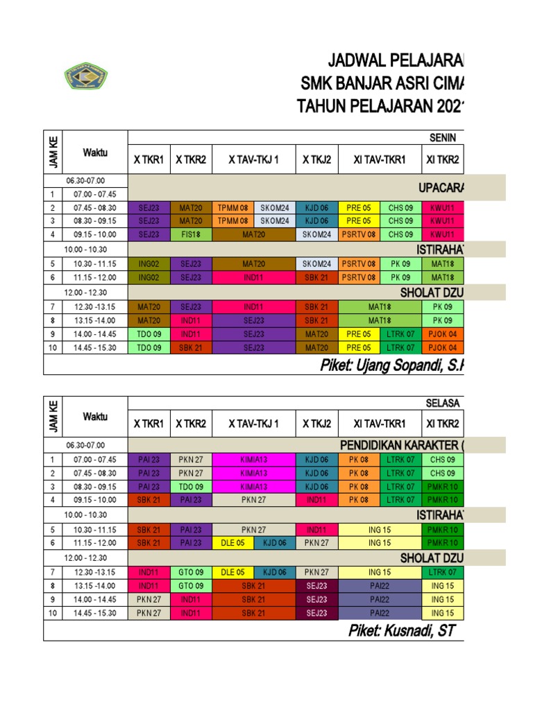 Jadwal SMK BA 2021-2022 (Only) | PDF
