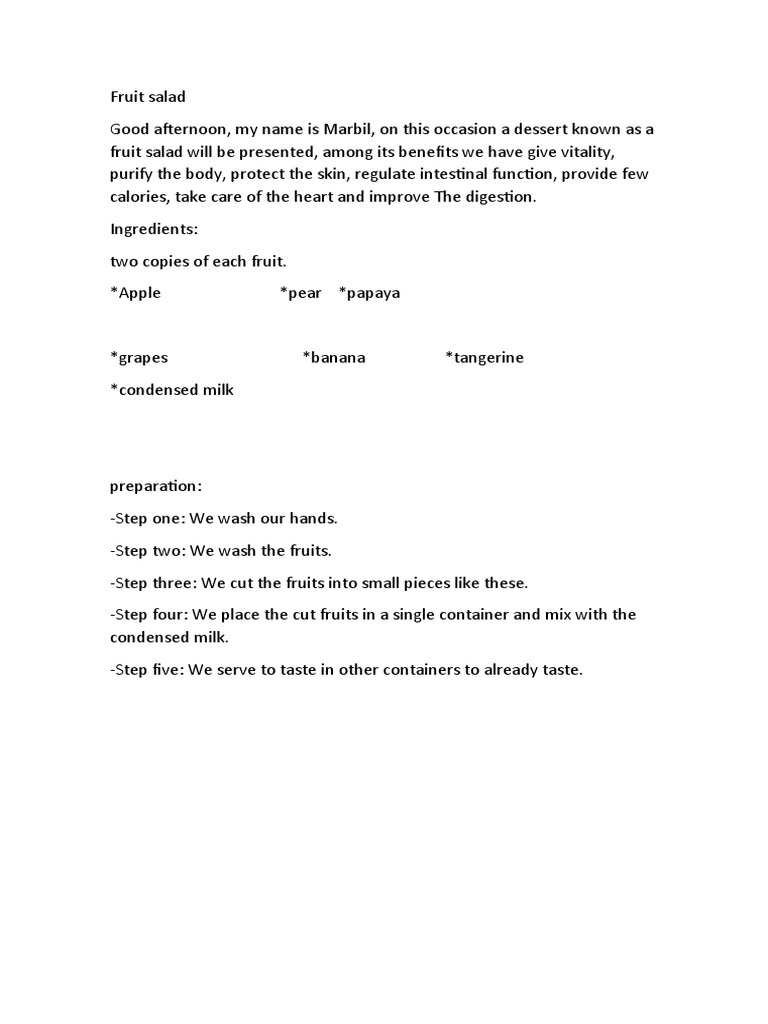 Receta en Ingles y Español | PDF