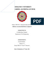 Kathmandu University Dhulikhel, Kavrepalanchok: Subject: CIEG 405 - Entrepreneurship and Ethics