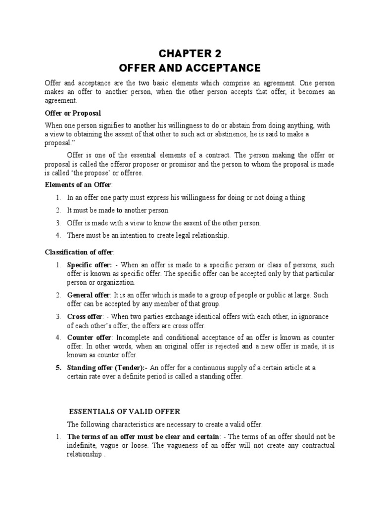 Legal Issues Chapter 2 | PDF | Offer And Acceptance | Consideration