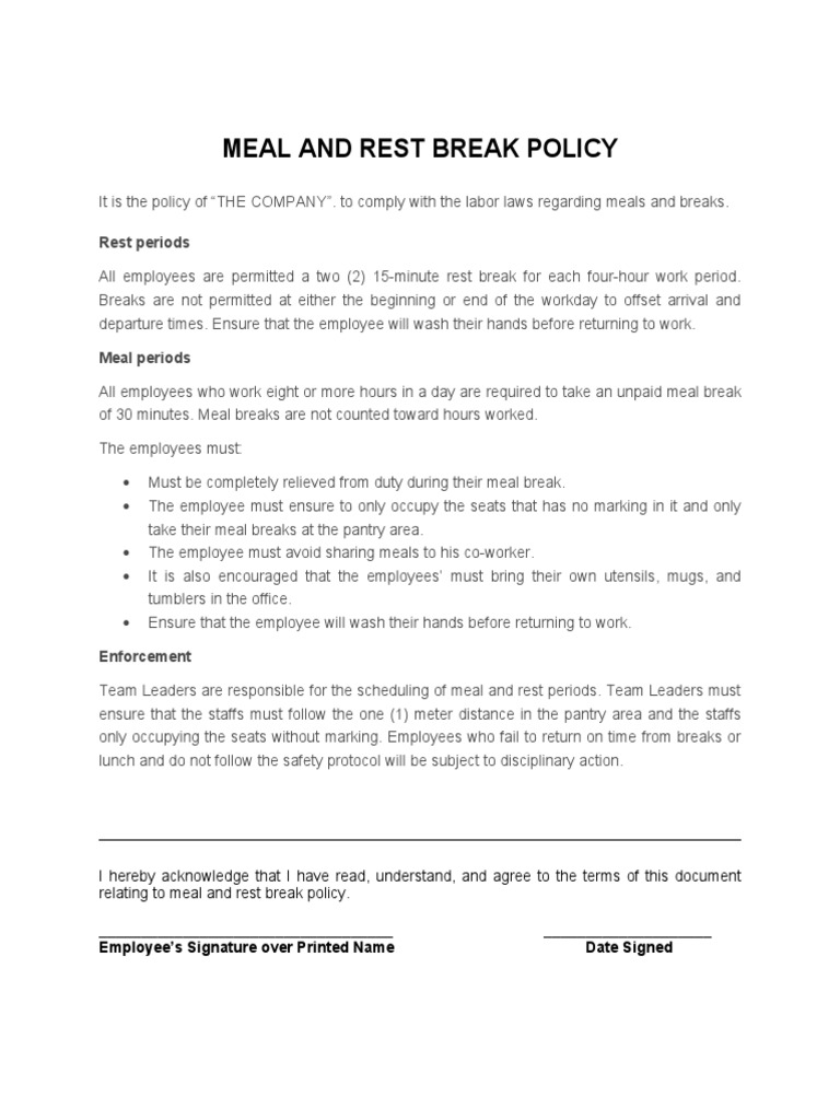 Meal and Rest Periods PDF