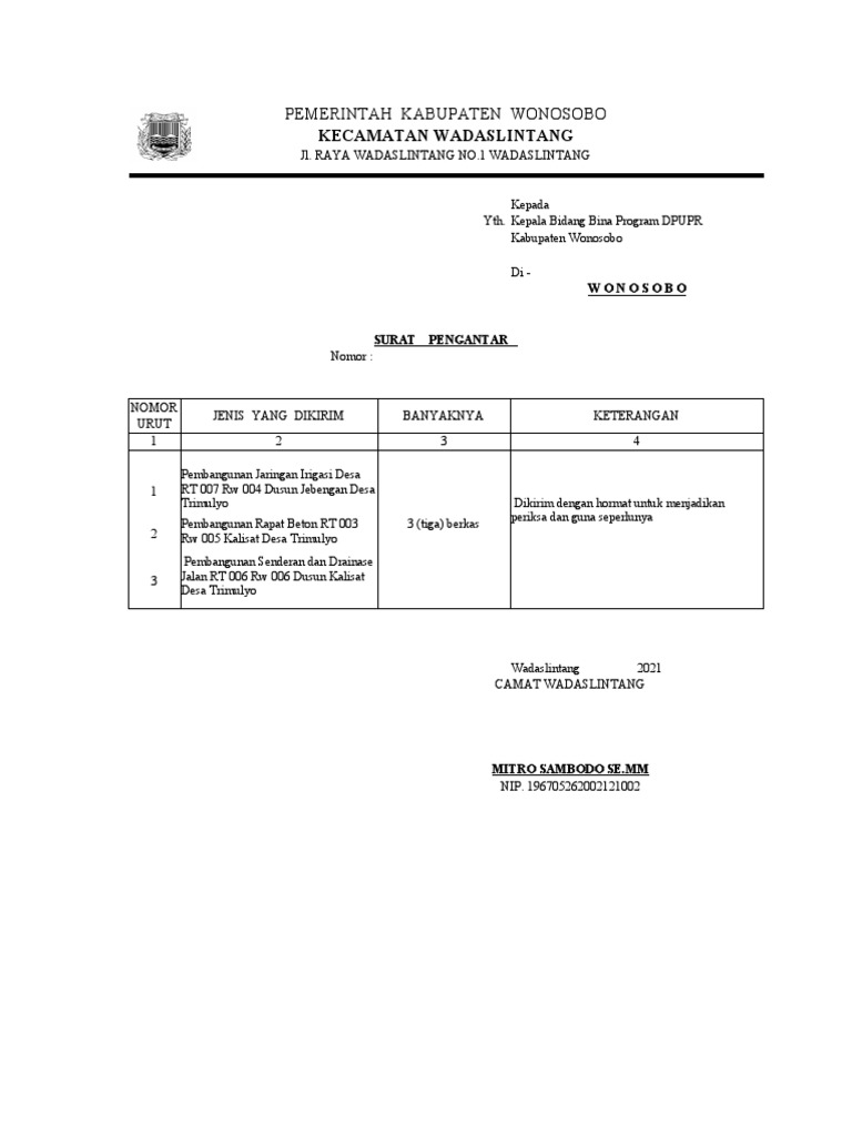 Contoh Surat Pengajuan RAB 2021 | PDF