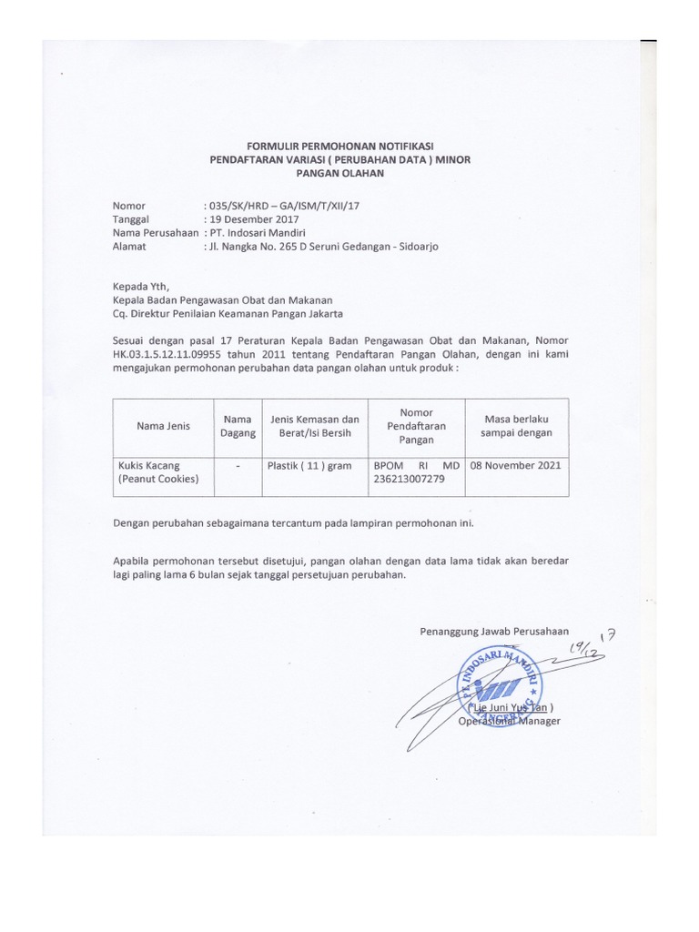 Contoh Form Notifikasi | PDF