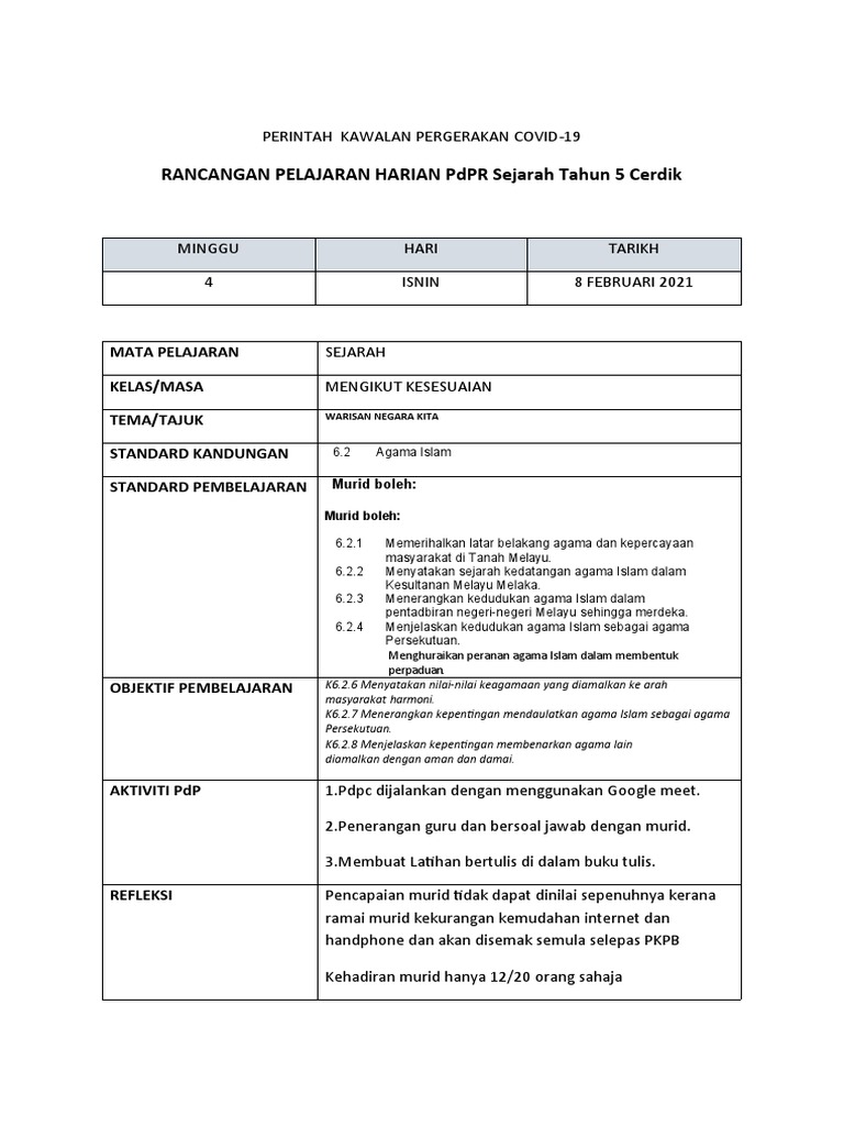E-RPH Minggu 1 (20-22.1.202) | PDF