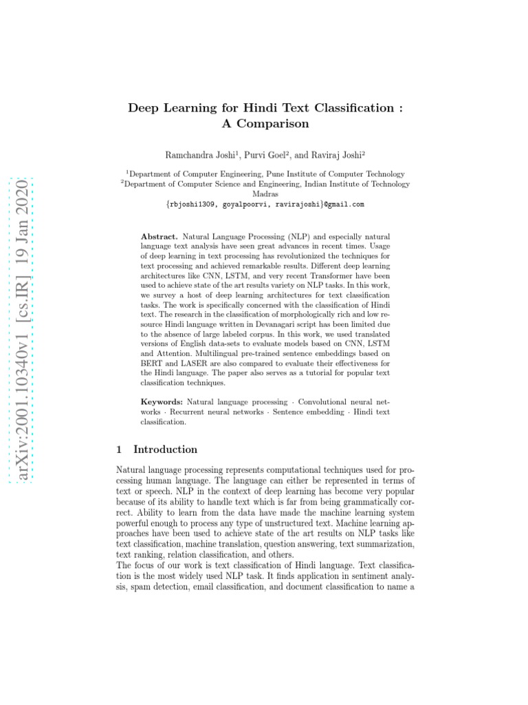 Hindi Text Classification Models | PDF | Deep Learning | Emerging ...