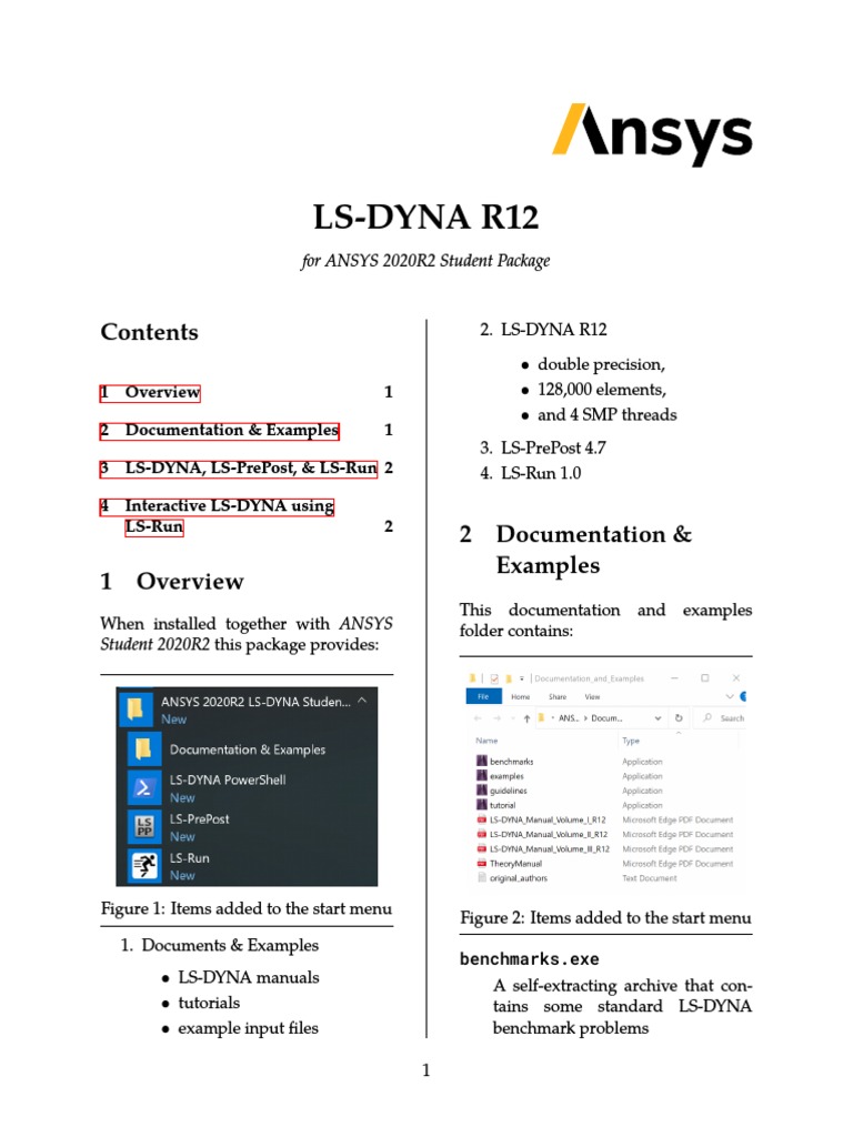 Ls-Dyna R12: For ANSYS 2020R2 Student Package | PDF | Software ...