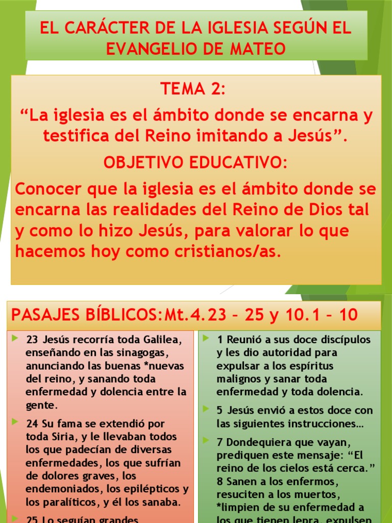 MATEO - Tema 2 - La Iglesia y El Reino D Dios | PDF | Evangelio de ...