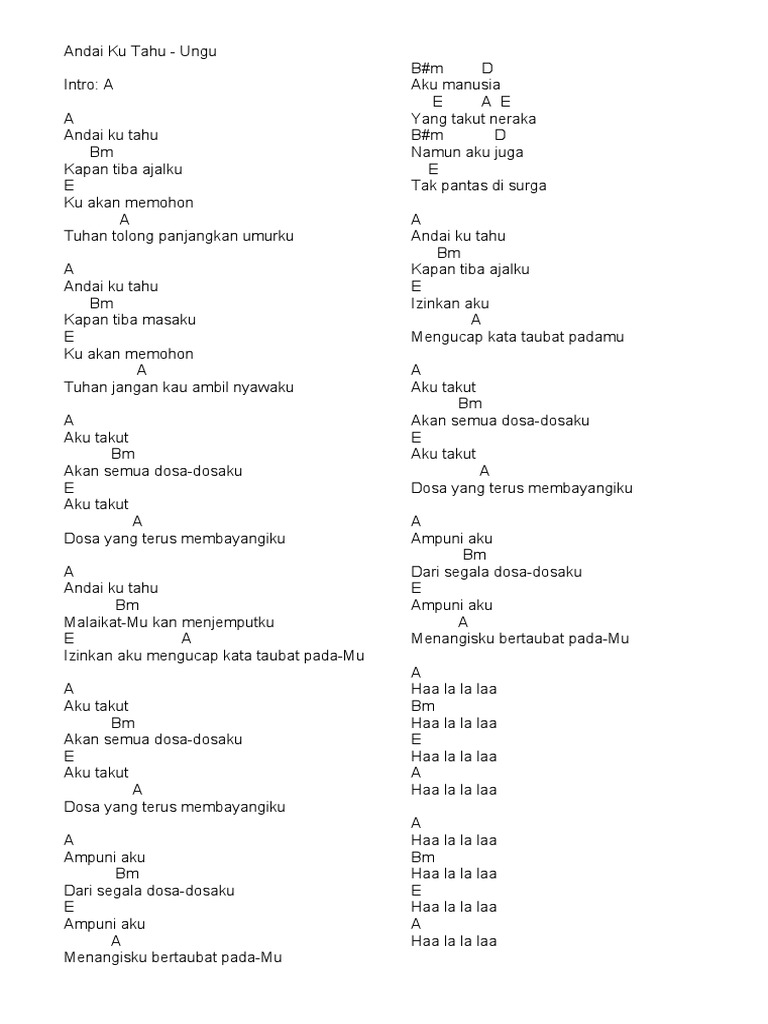 Kod Lagu Andai Ku Tahu Ungu | PDF