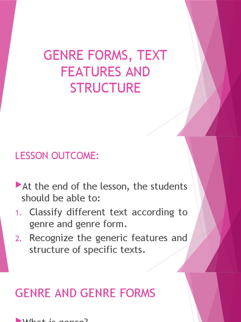 Genre Forms, Text Features and Structure | PDF | Genre | Poetry