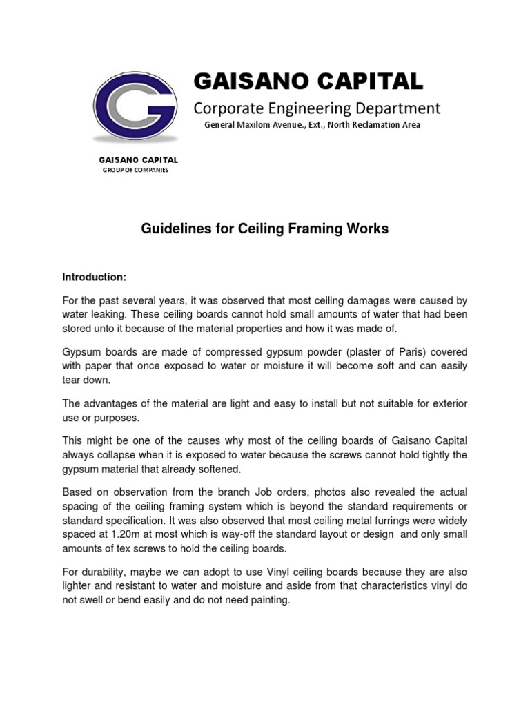 Ceiling Framing Guidelines and Standards | PDF | Framing (Construction ...