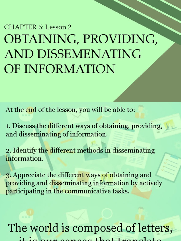 C6 - L2 - Obtaining, Providing, and Disseminating of Information | PDF ...