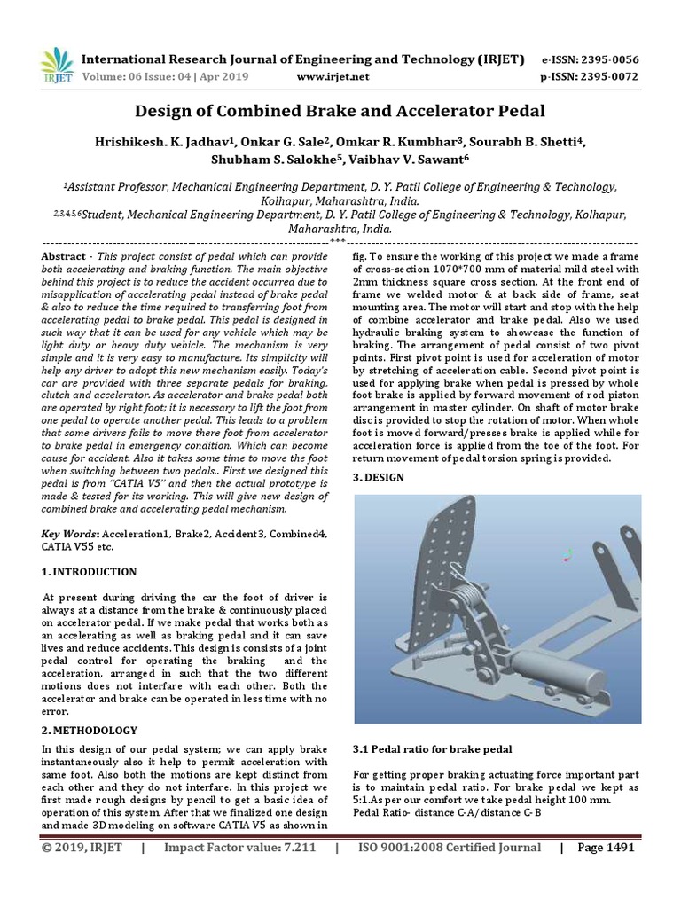 Design of Combined Brake and Accelerator Pedal International Research