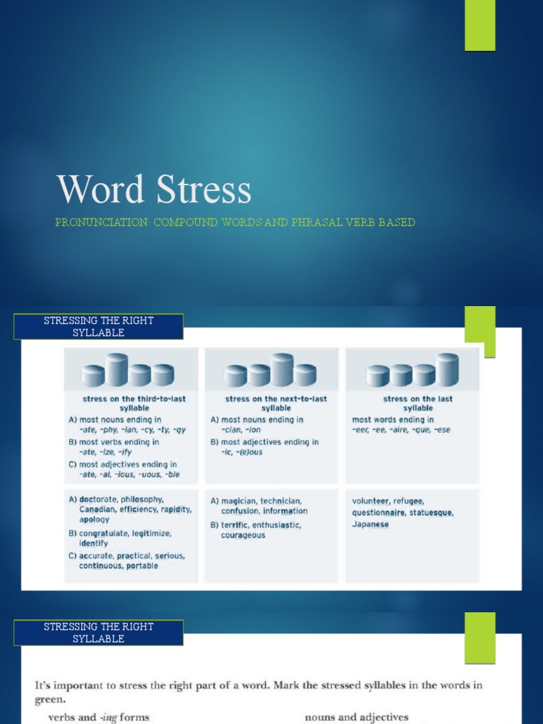 Word Stress - Compound Nouns and From Phrasal Verbs | PDF | Foreign ...