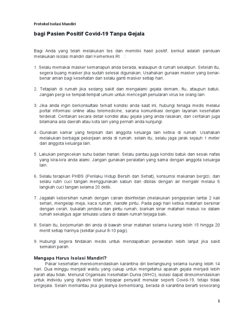 Protokol Isolasi Mandiri Pdf