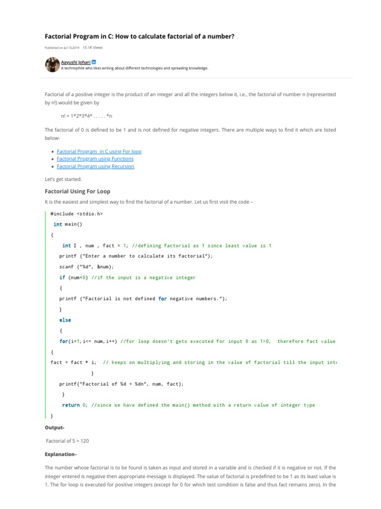 Factorial Program in C - Calculate Factorial of A Number - Edureka ...
