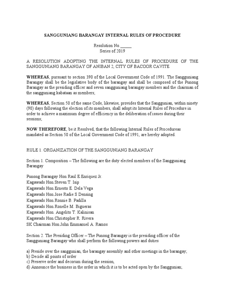 Barangay Irp Pdf Quorum Meetings