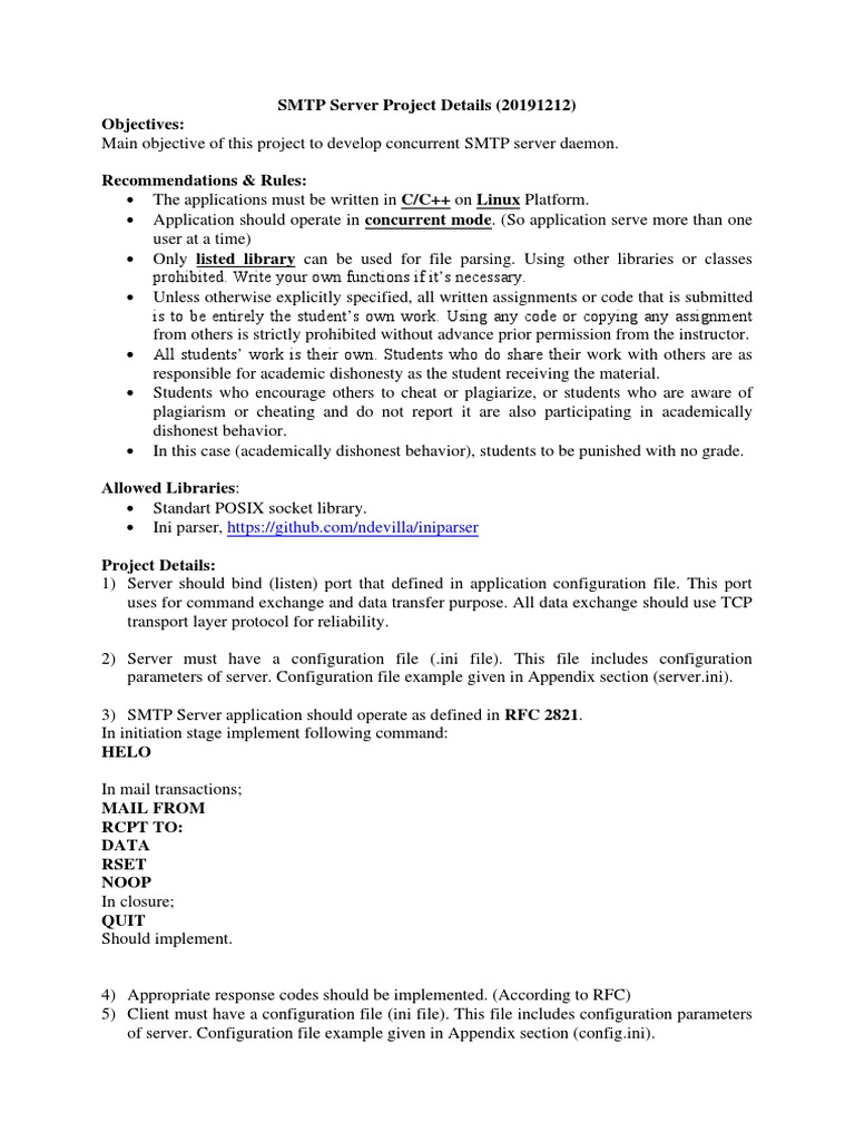 SMTP Server Project Details | PDF | Information Technology | Data ...