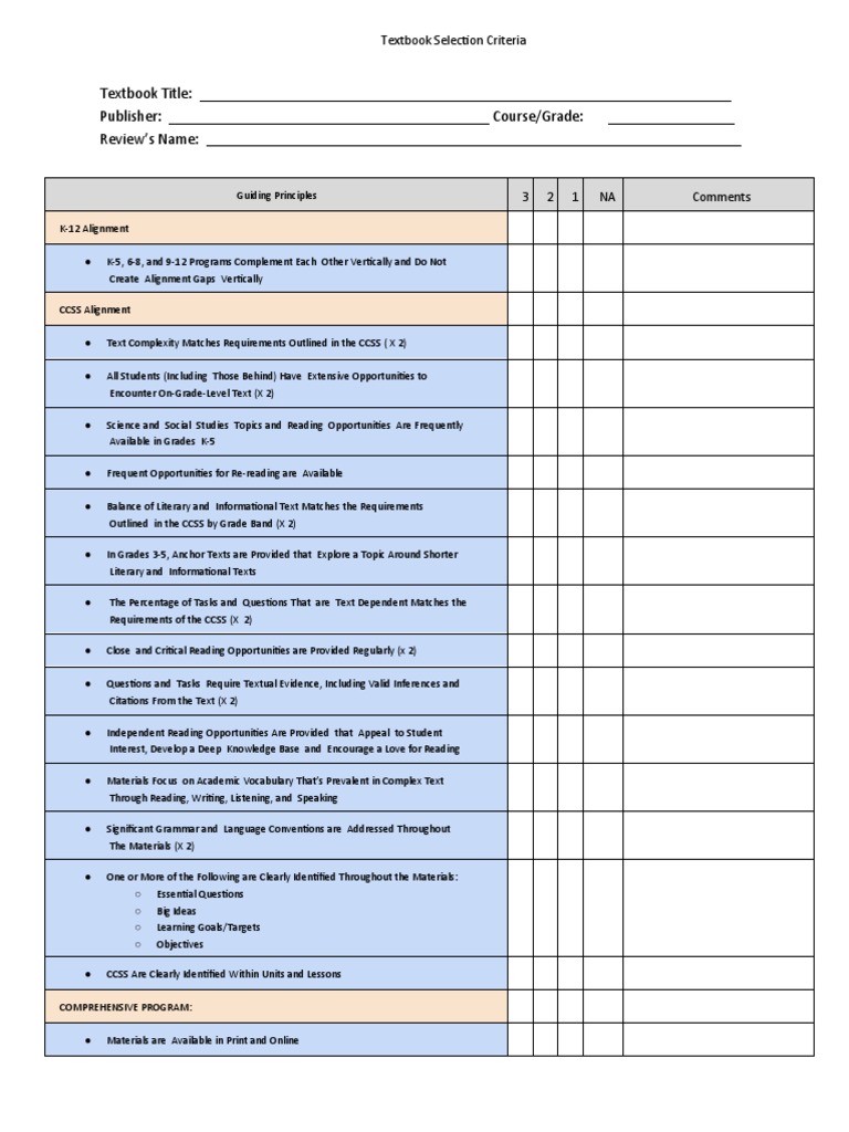 Textbook Evaluation Rubric 1 Pdf Pedagogy Educational Psychology